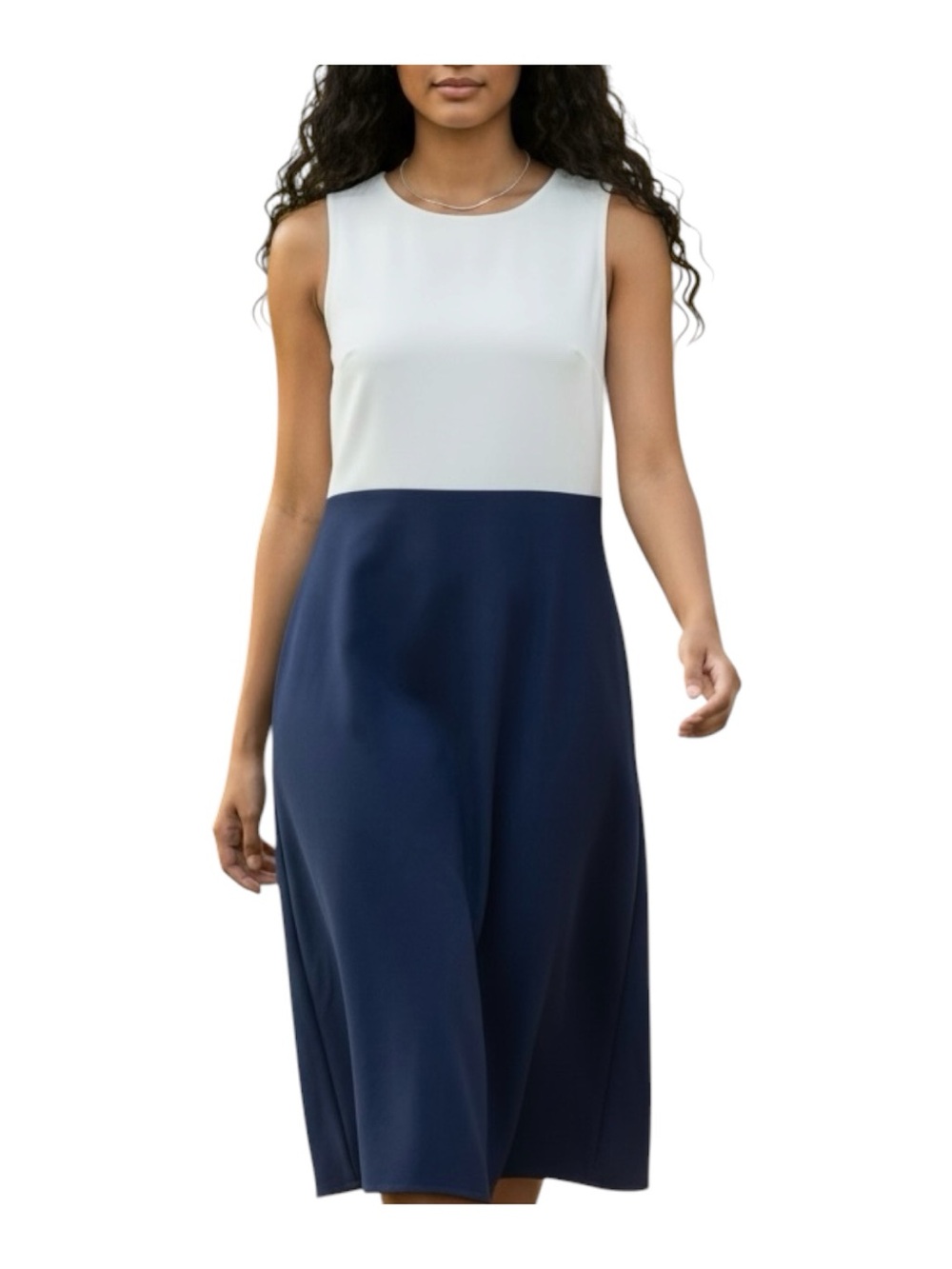 Danny and Nicole Blue/White Dress. Sz 14W.